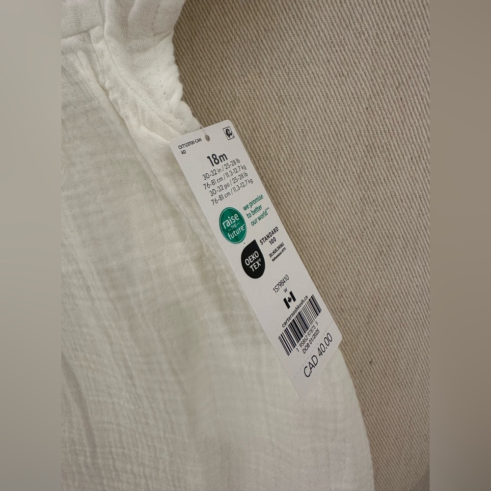🦢 18 Mth White and Navy Muslin 100% Cotton Embroidered Baby Dress Set NWT - Picture 6 of 6